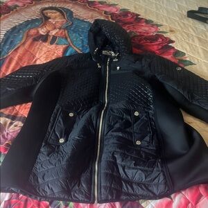 Michael Kors Black Quilted Jacket with Gold Accents